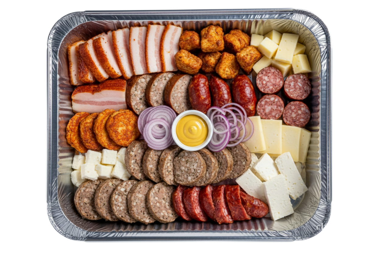 Platou tradițional rece cu șorici și preparate din porc 4 persoane